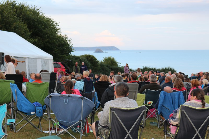 Campers gathered for a fireside evening