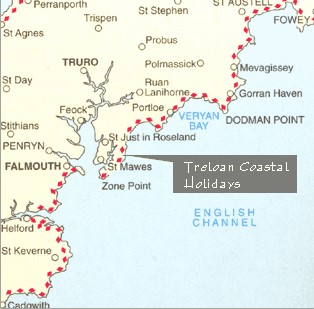 Hand-drawn directions map to Treloan