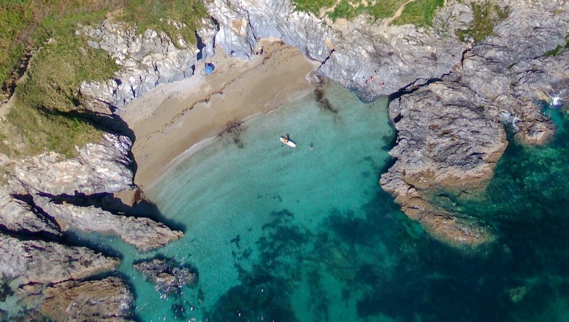 Turquoise water in a rocky cove
